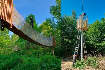 Budowa trasy parku linowego na wysokości