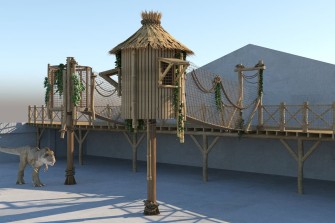 Wizualizacja domków na trasie linowej